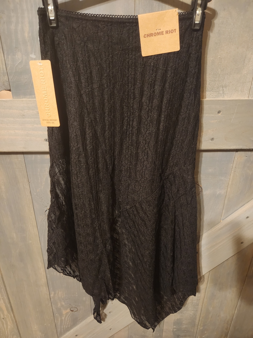 Chrome Riot Black Asymmetrical Maxi Skirt